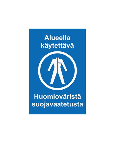 Synlighetsklær som skal brukes i området, klistremerke, 200x300 mm
