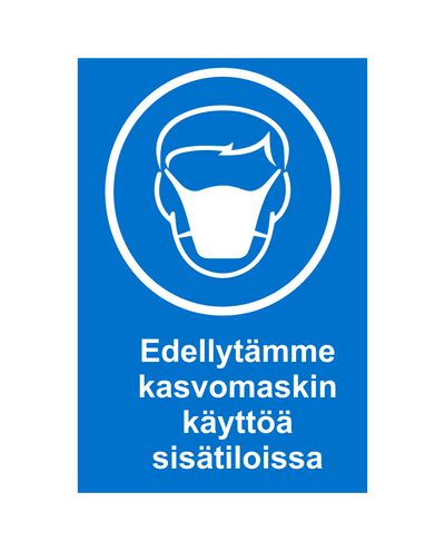 Vi krever bruk av ansiktsmaske innendørs, Ibond, 200x300mm