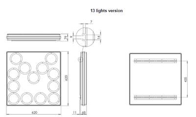 LED-pilbrett 12-24 V, 70x70 cm