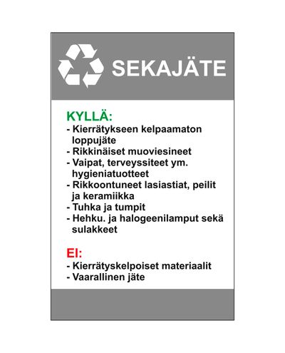 Instruksjoner for blandet avfall, Ibond, 200x300mm