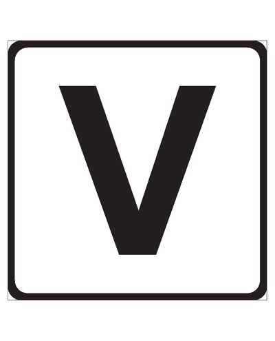 V, klistremerke, 300x300 mm