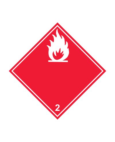 Klasse 2 Brannfarlige gasser, klistremerke, 100x100 mm