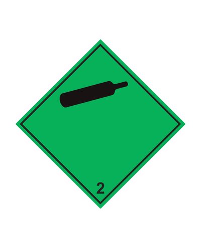 Klasse 2.2 Ikke-brennbare gasser, klistremerke, 100x100 mm