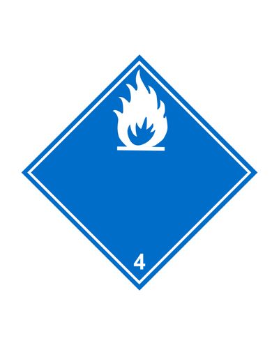 Klasse 4.3 Stoffer som i kontakt med vann avgir brannfarlige gasser nega, Klistremerke, 100x100 mm
