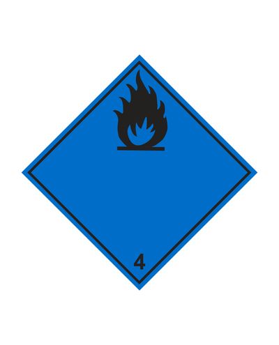 Klasse 4.3 Stoffer som i kontakt med vann avgir brannfarlige gasser, Klistremerke, 100x100 mm