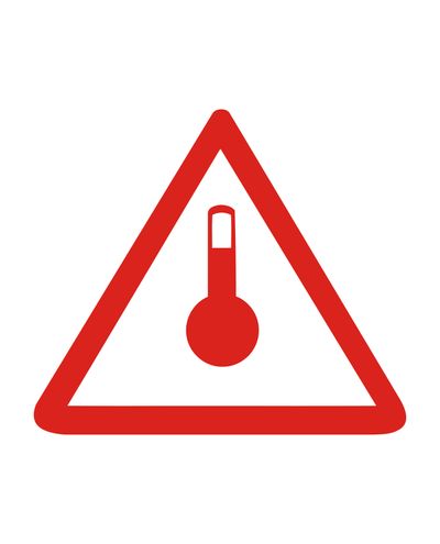 Forhøyet temperatur, klistremerke, 100x100 mm