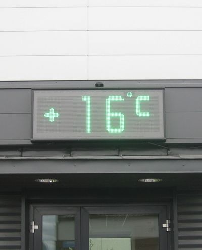 Klokke- og temperaturvisninger