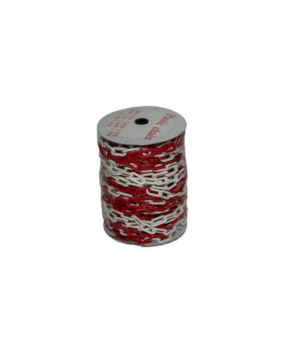 8 mm plastkjede (hvit/rød) - 50 m