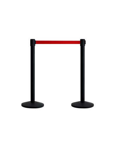 Qway avgrensningsstolpe par svart, rød 2,3 m bånd